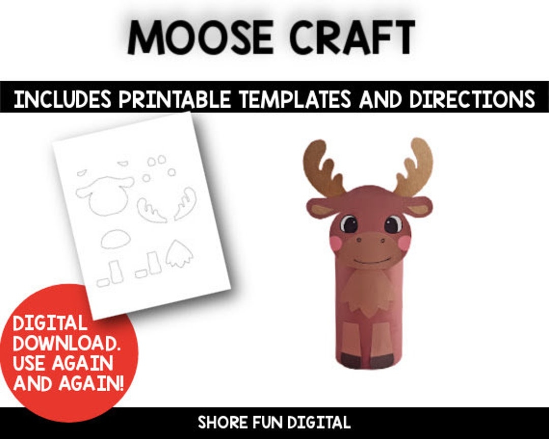 Toilet Paper Roll Moose Craft Template With Directions Etsy