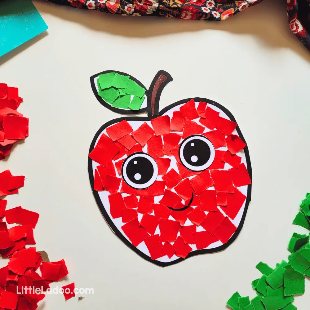 Torn Paper Apple Craft Free Template 