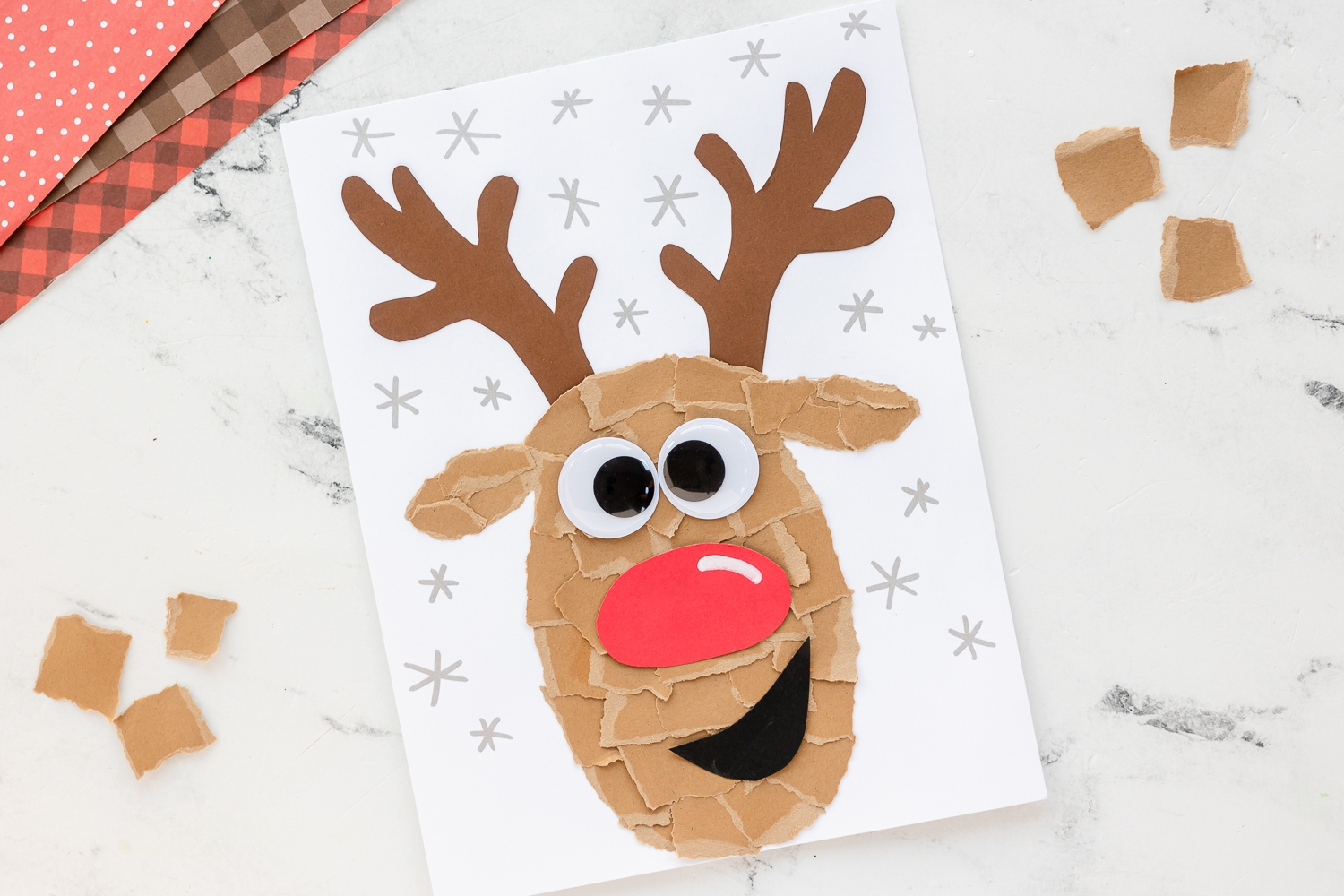Torn Paper Reindeer Craft mp4