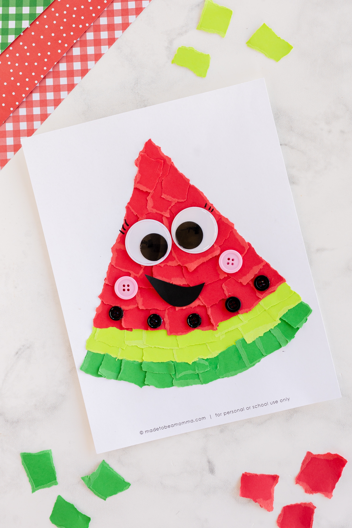 Torn Paper Watermelon Craft Made To Be A Momma