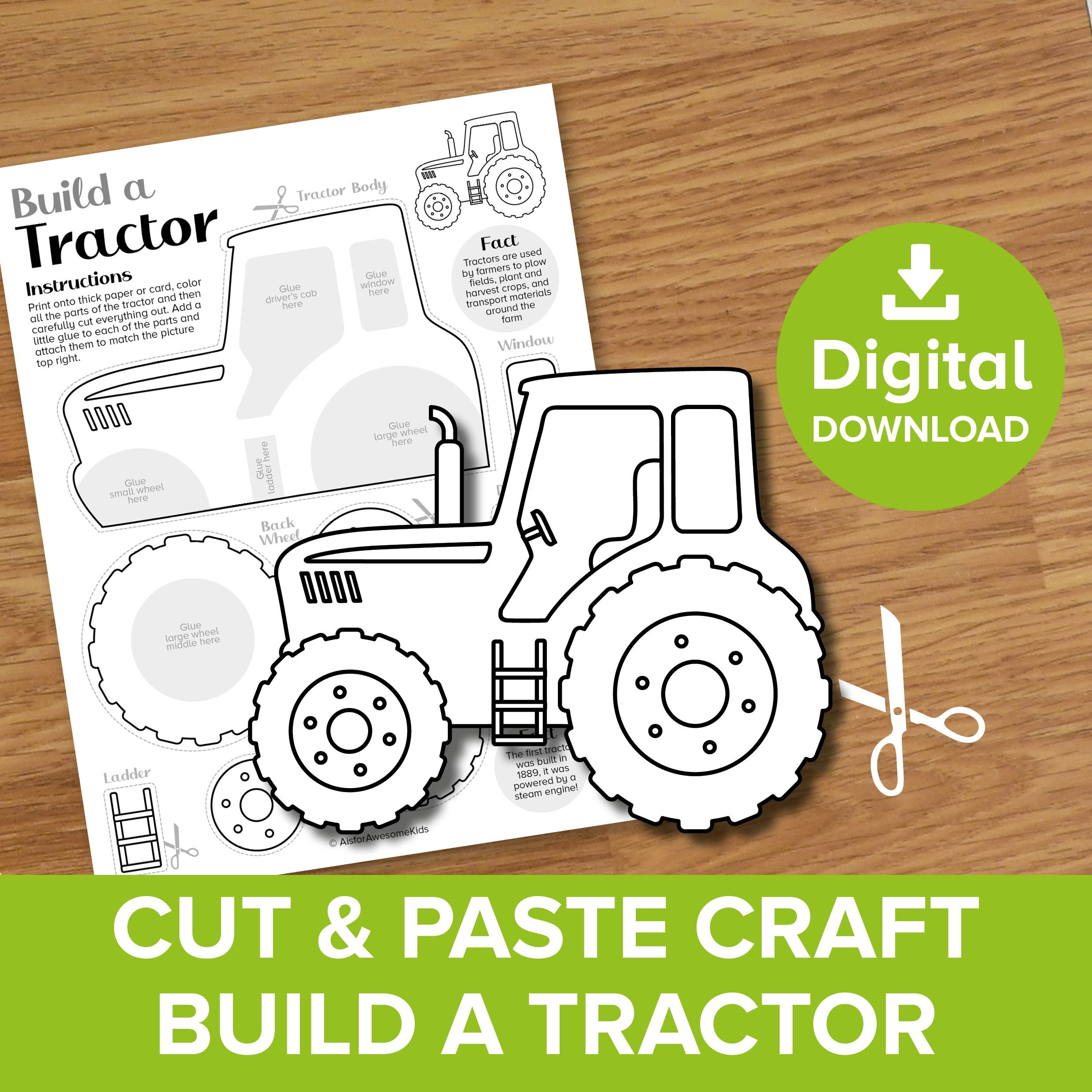 printable tractor craft template