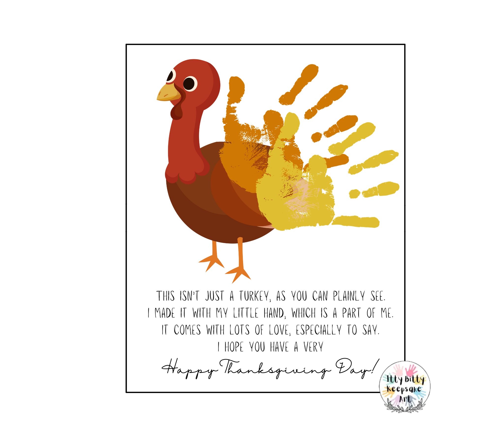 Turkey Handprint Art Craft Printable Template Fall Craft 