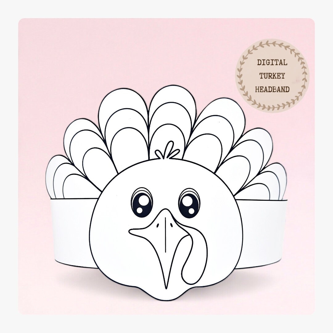 Turkey Paper Coloring Crown thanksgiving Paper Hat For Kids 