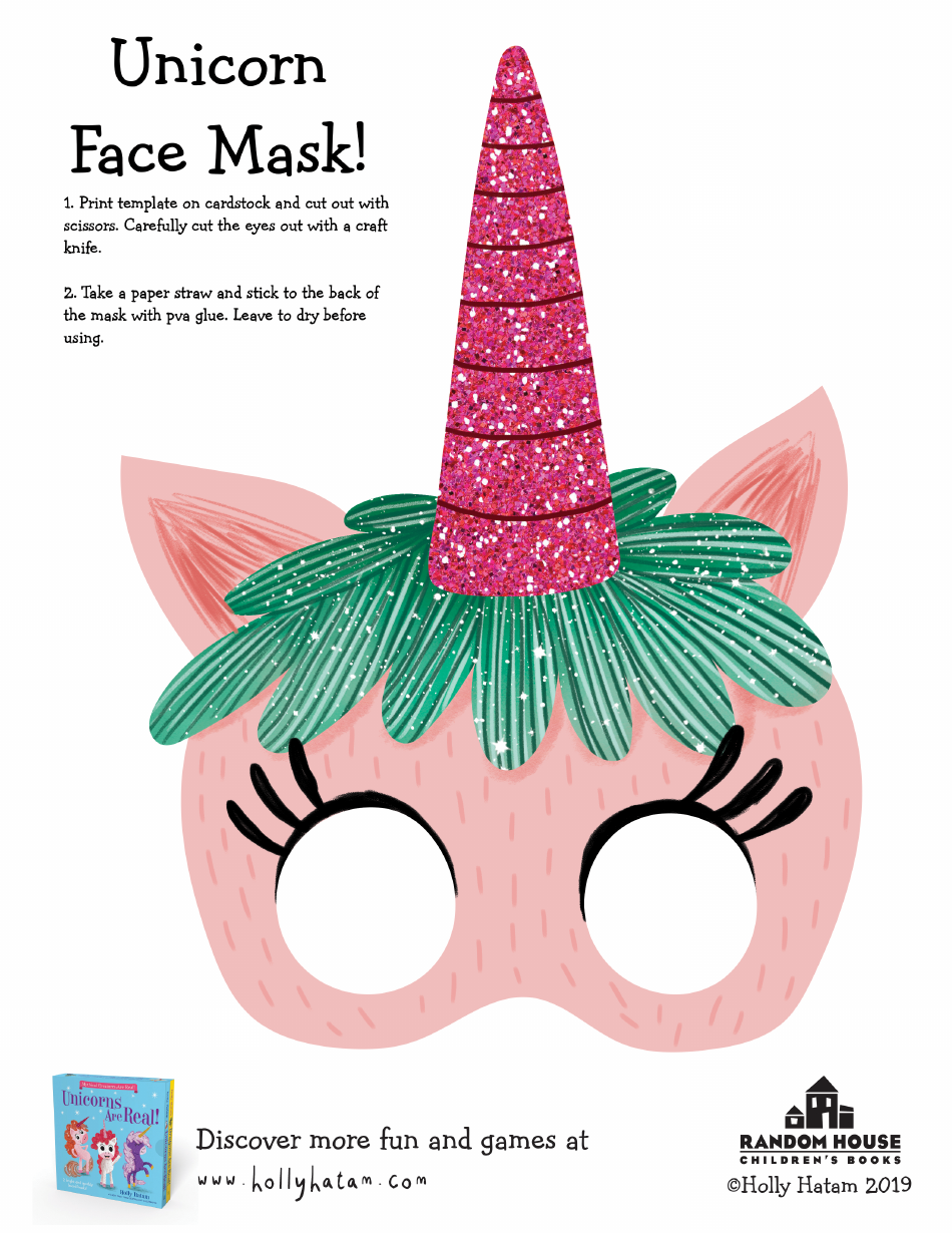 Unicorn Face Mask Template Download Printable PDF Templateroller