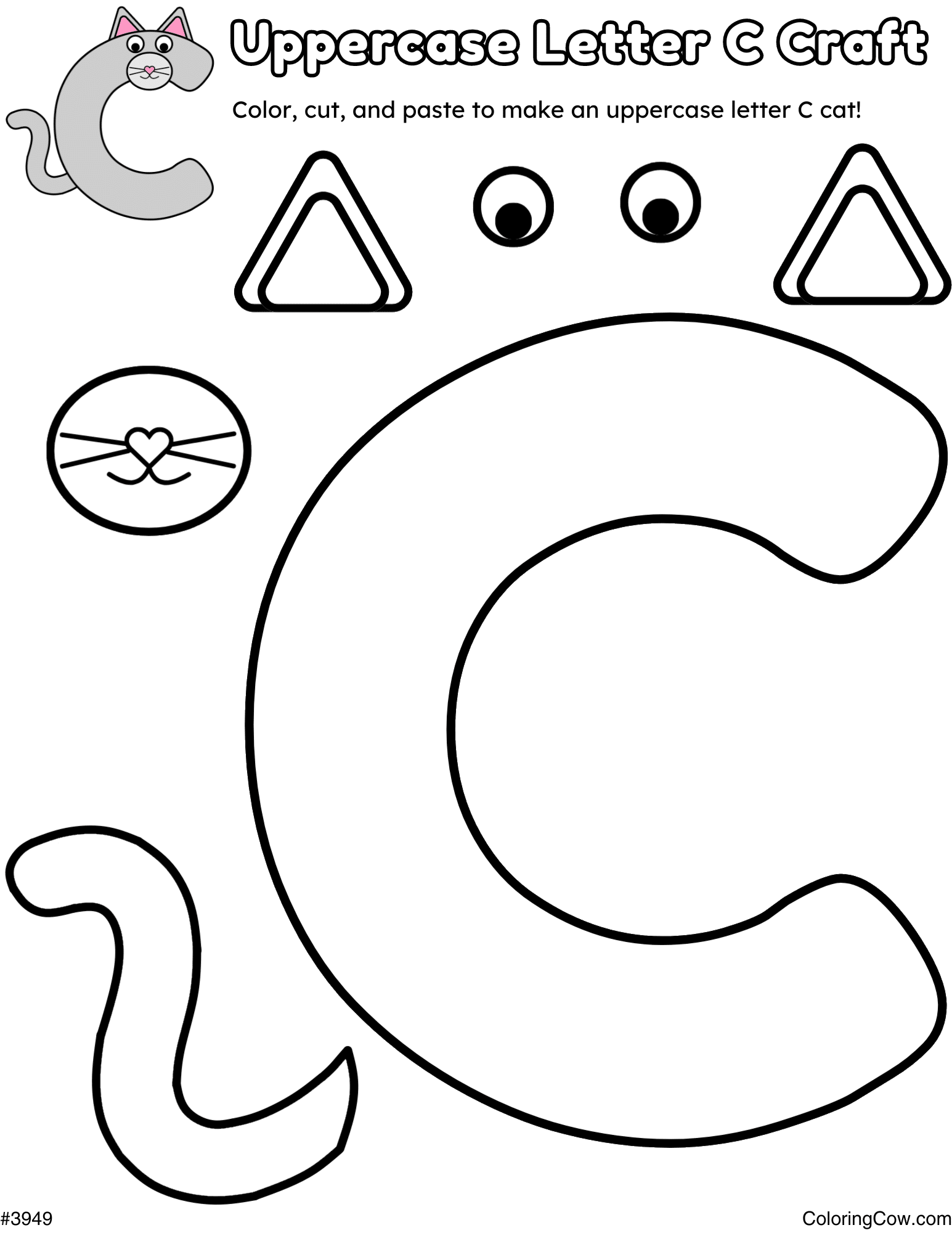 Uppercase Letter C Cat Craft