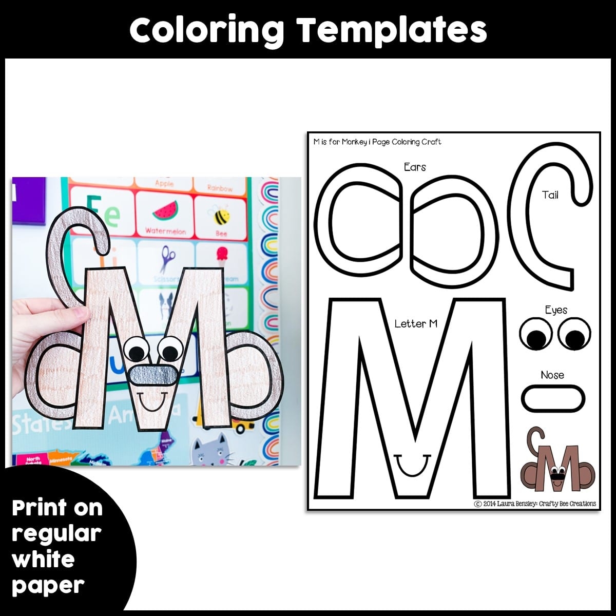 letter m printable template craft