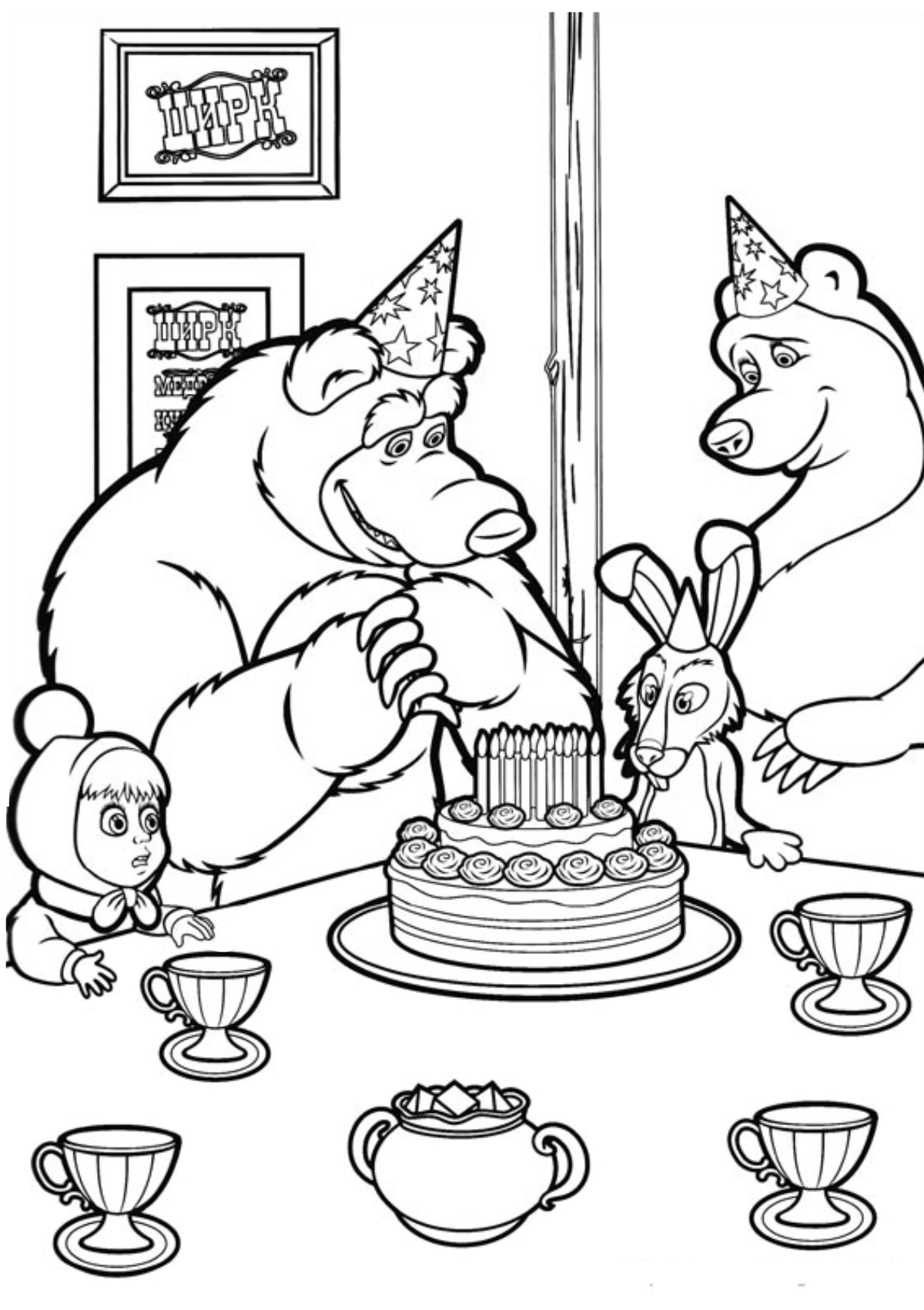 13 Masha And The Bear Coloring Pages Printable All Characters Print Color Craft