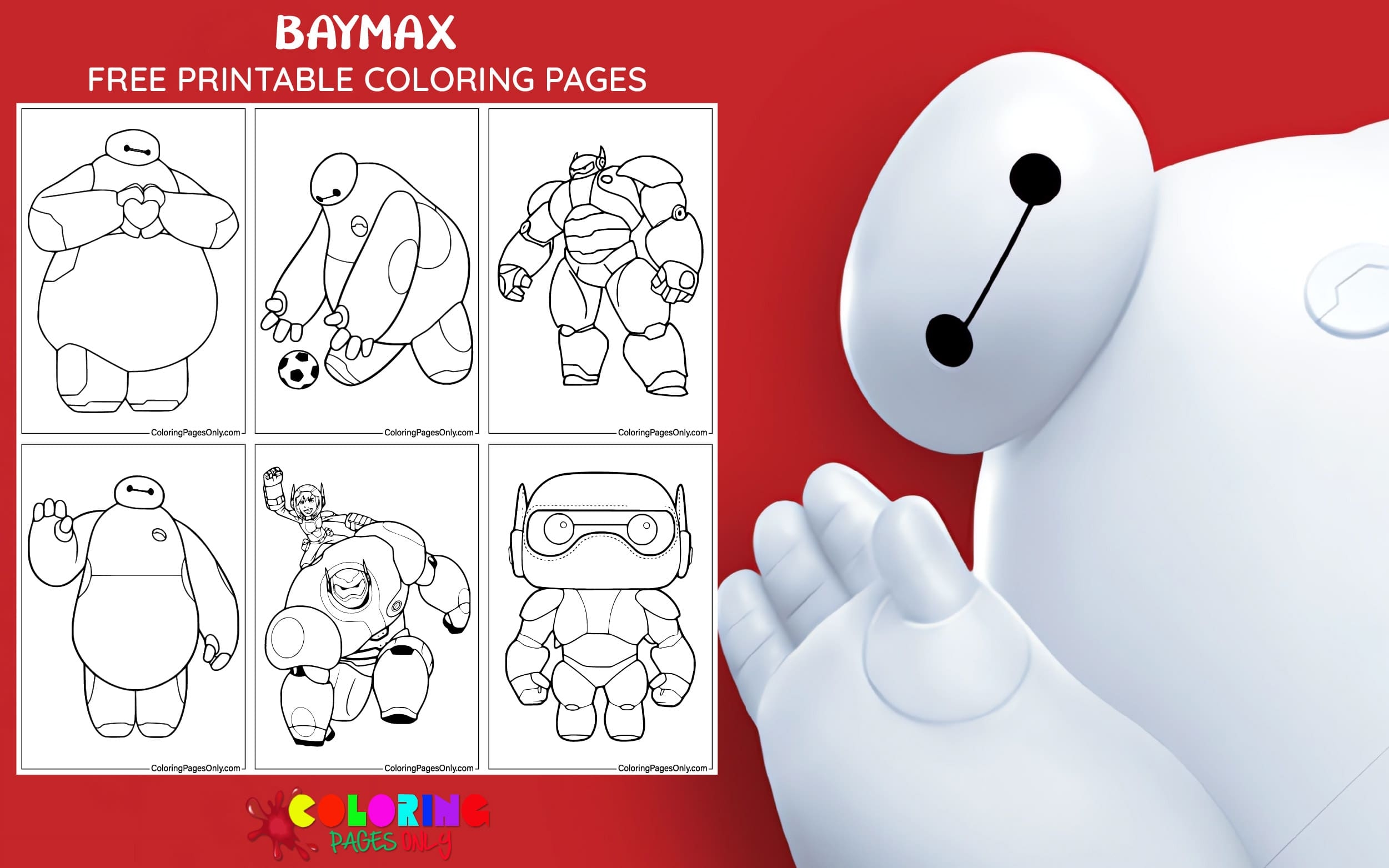 baymax pictures to color
