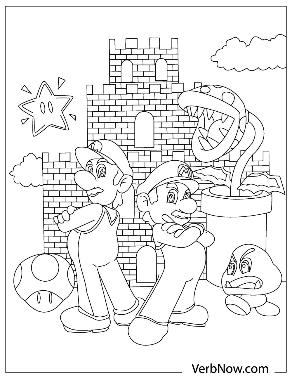 mario printable coloring pages free
