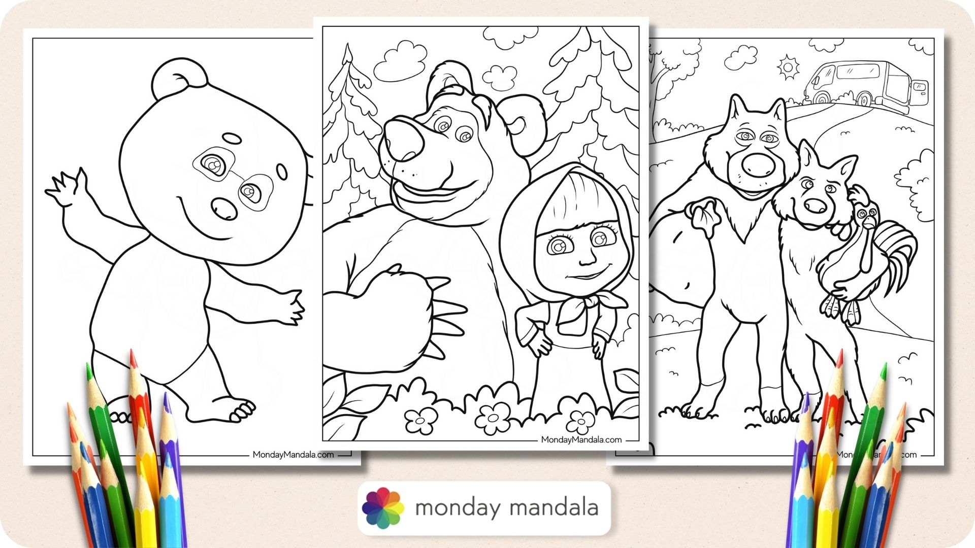 24 Masha U0026 The Bear Coloring Pages Free PDF Printables 