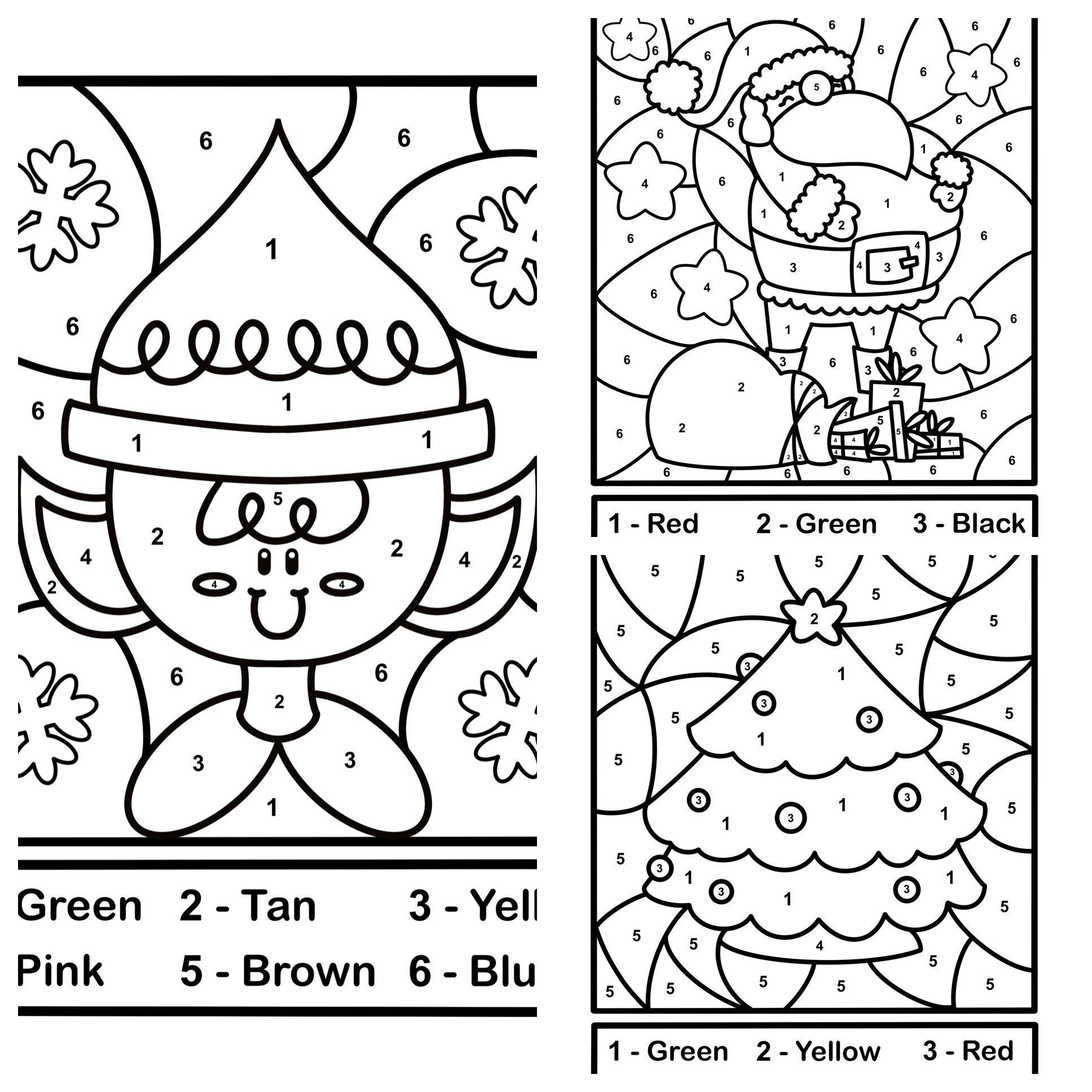 color by number christmas printables