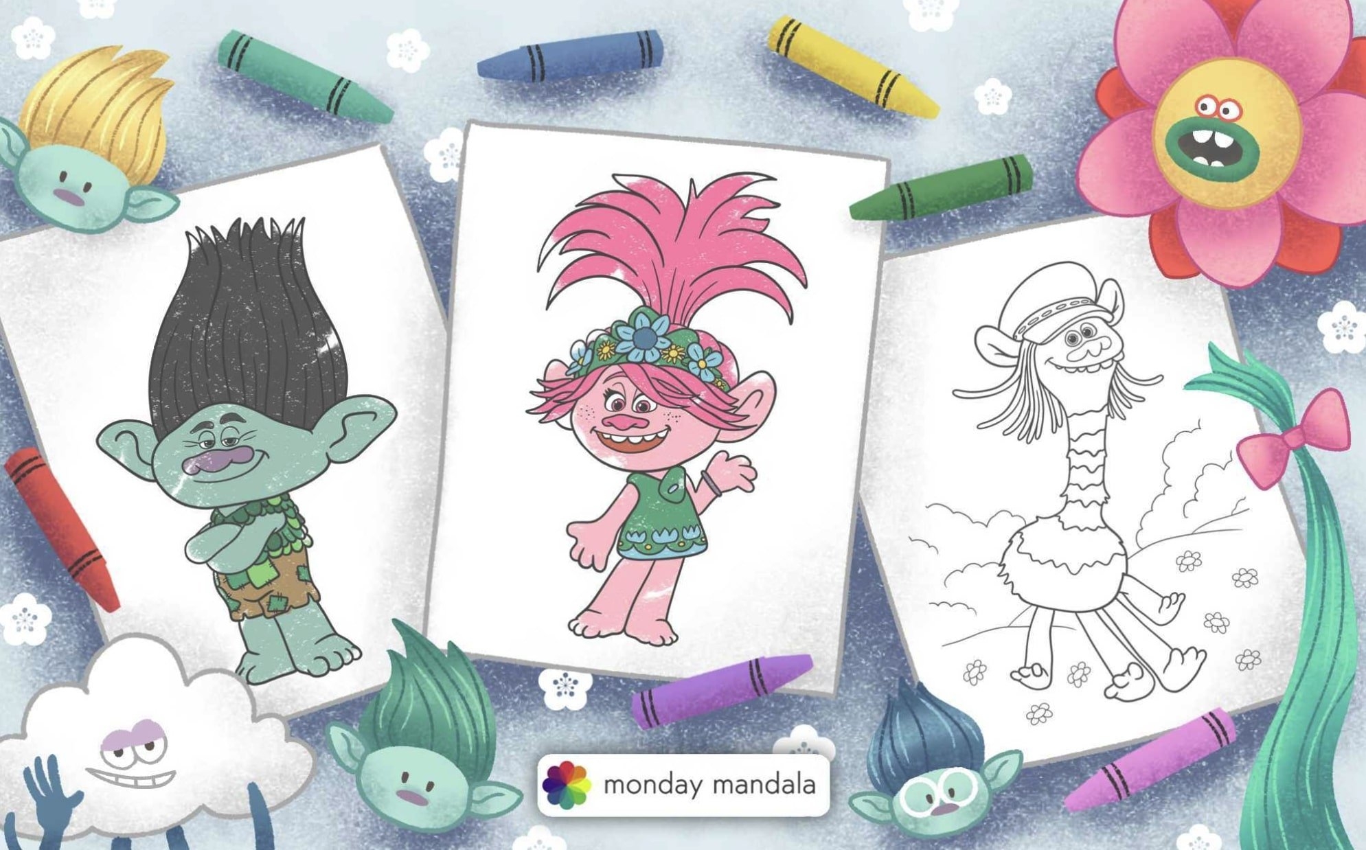 trolls coloring pages printable