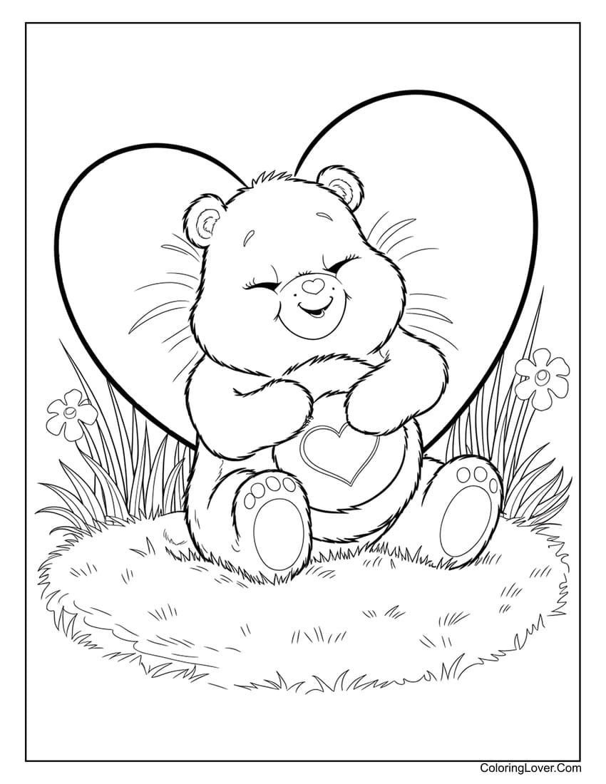 teddy bear with heart coloring pages