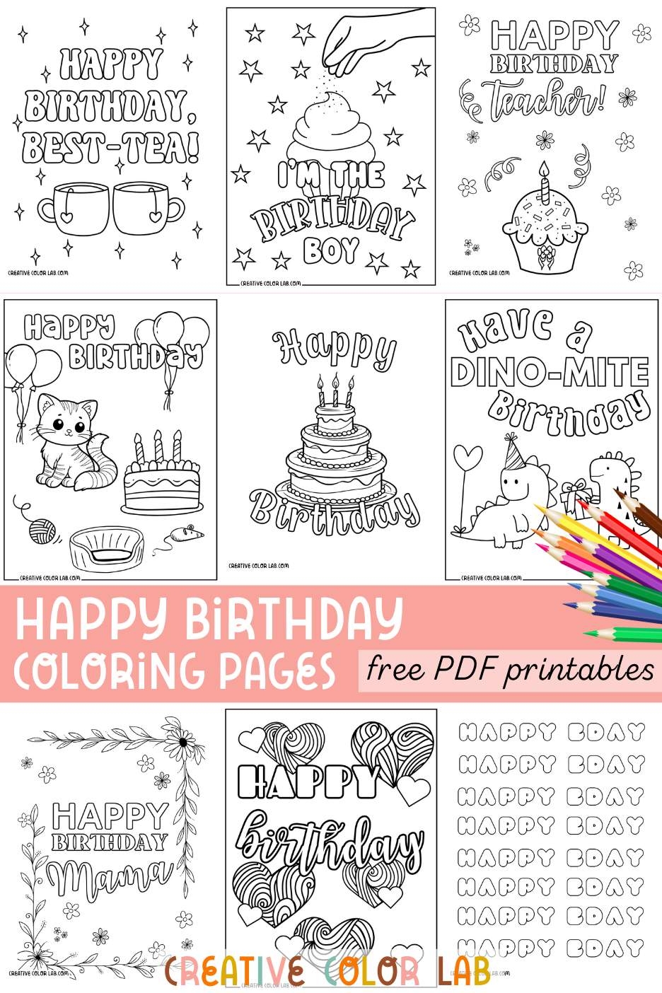 printable coloring pages happy birthday