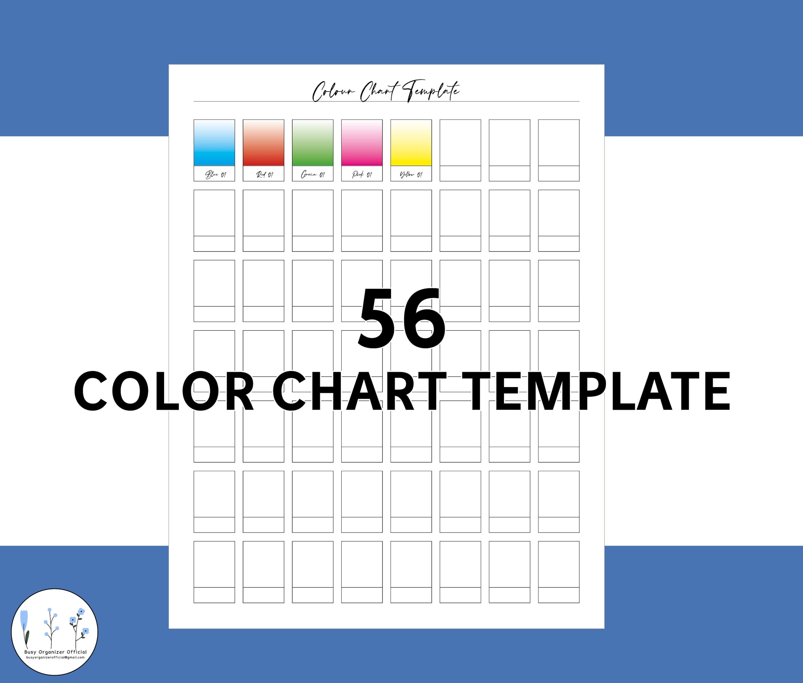 56 Pencil Colour Chart Template Printable Watercolor Palette Color Swatch Tracker Pdf Digital Instant Download Etsy