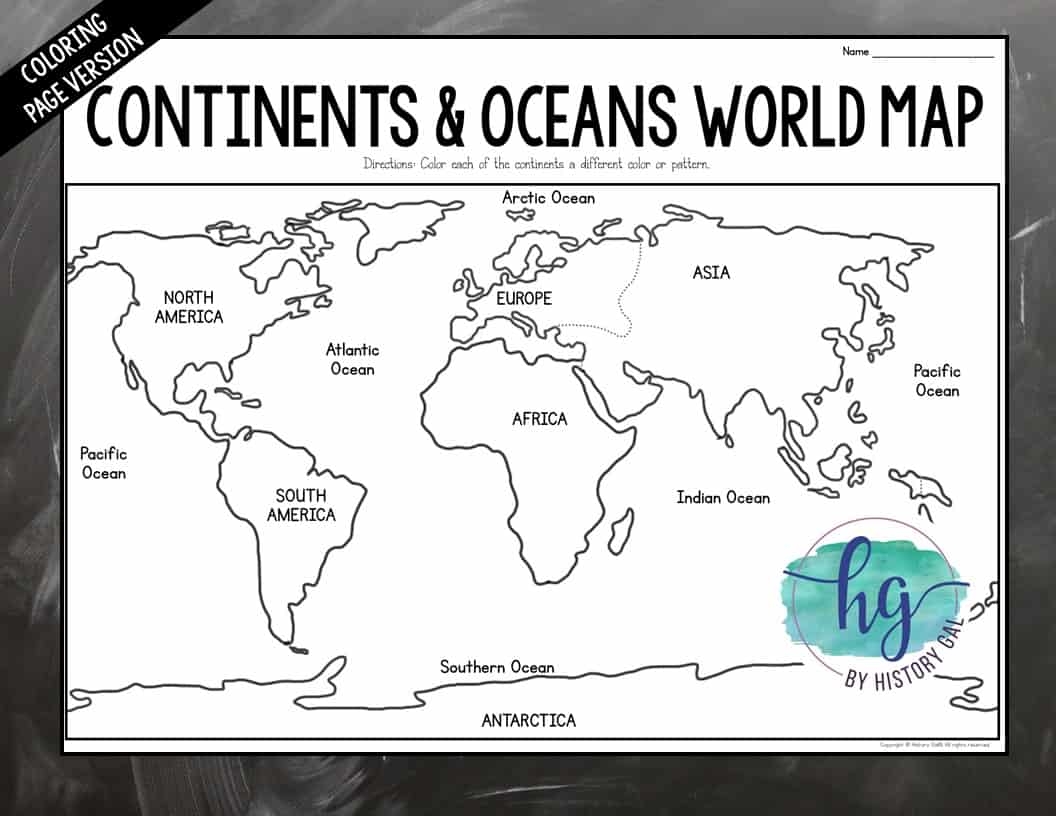 color the continents worksheet
