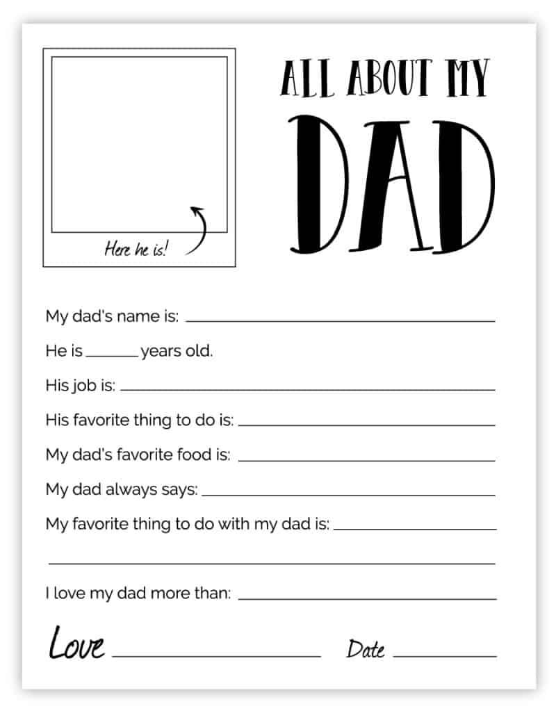 all about my daddy printable