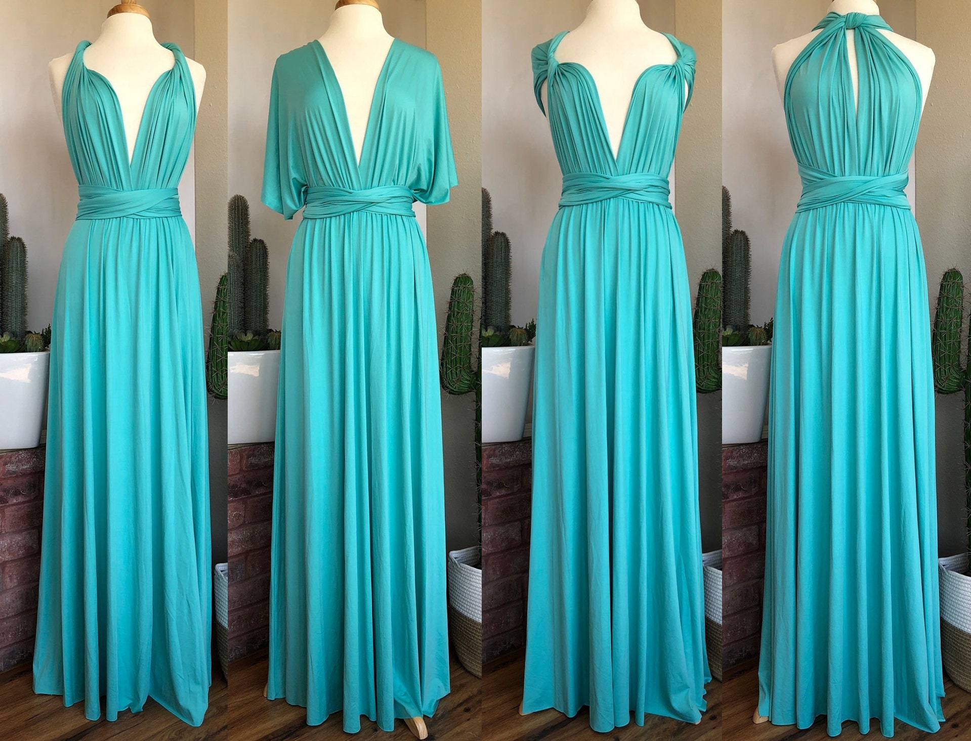 AQUA BLUE Bridesmaid Dress CUSTOM LeNGTHS Convertible Dress Infinity Dress Multiway Dress Multi Wrap Dress Plus Size 