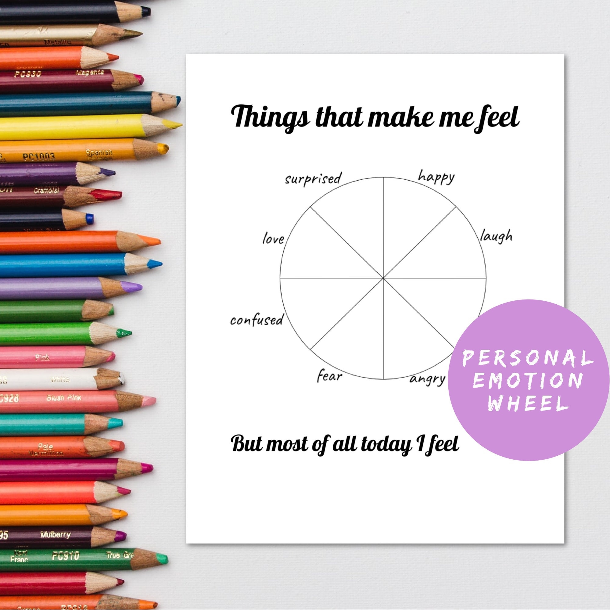 Art Therapy Printable Personal Emotion Wheel Mood Tracker For Kids Preschoolers And Teenagers Play Therapy Activity Coping Skills Etsy