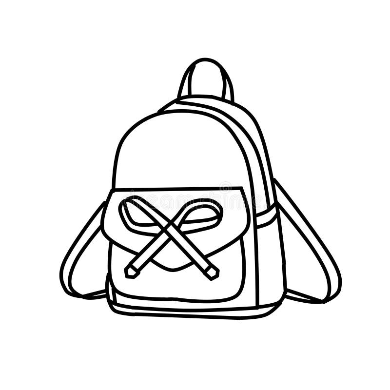 Backpack Coloring Page For Kids Or Toddler Cute Coloring Backpack For Girls Stock Illustration Illustration Of Font Brand 265246449