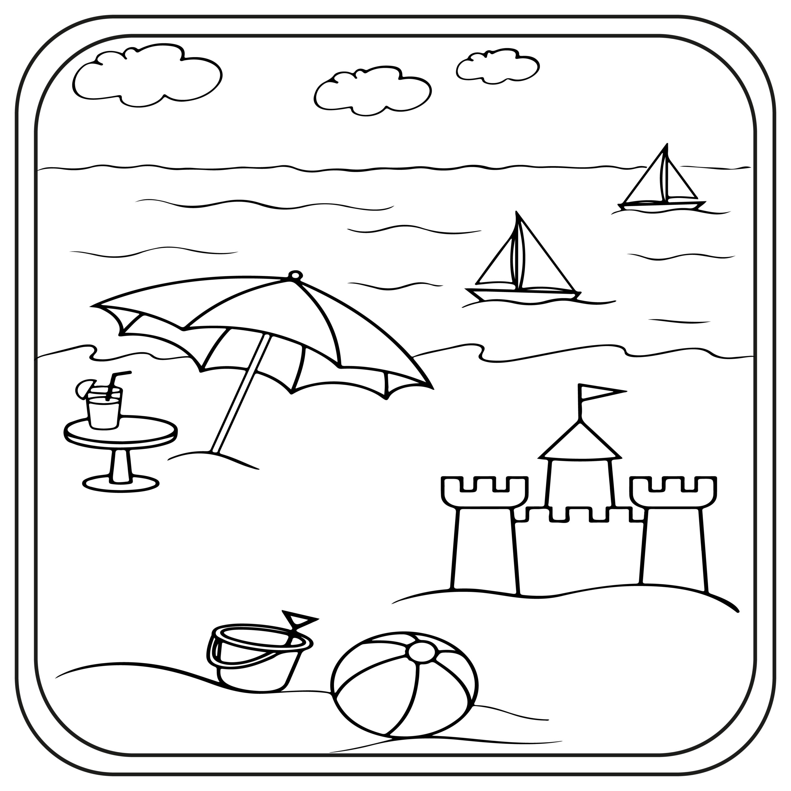 Beach Coloring Pages Preschool Kindergarten First Grade Made 