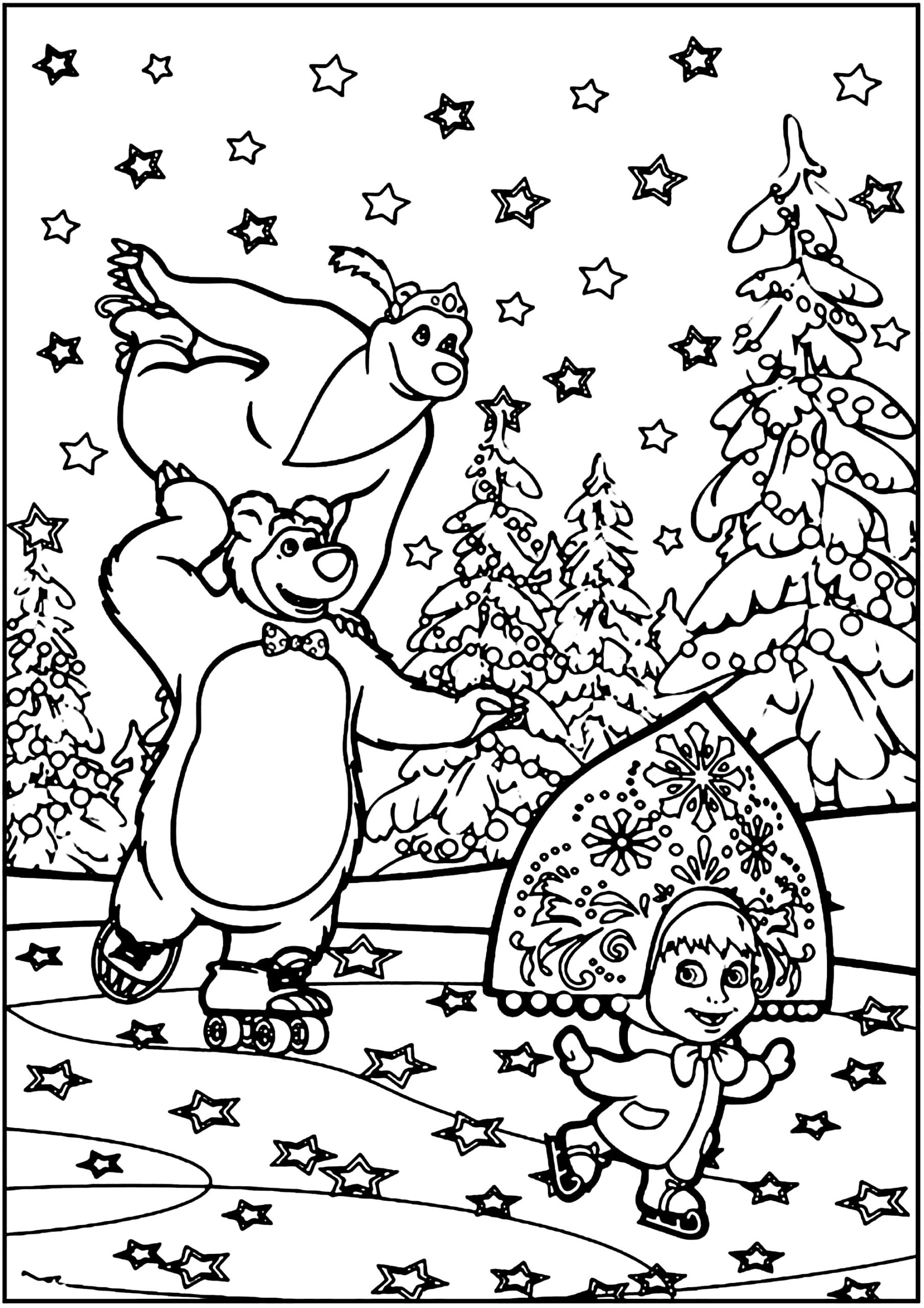 masha and the bear coloring pages