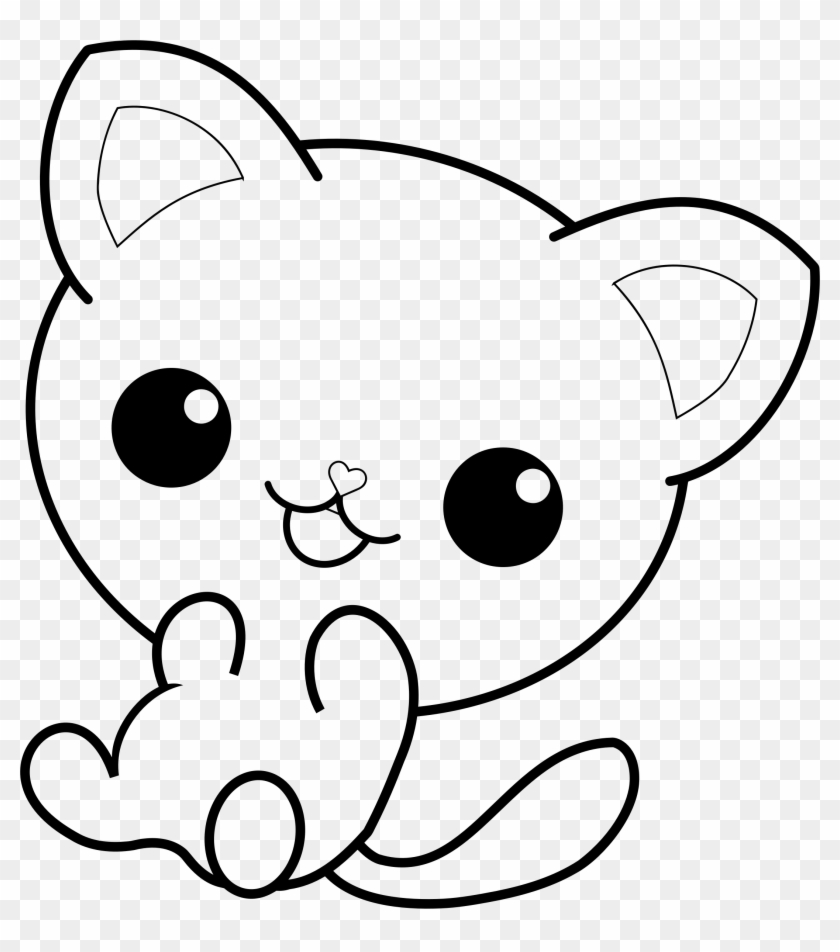 Big Image Kawaii Cat Coloring Pages Free Transparent PNG Clipart Images Download