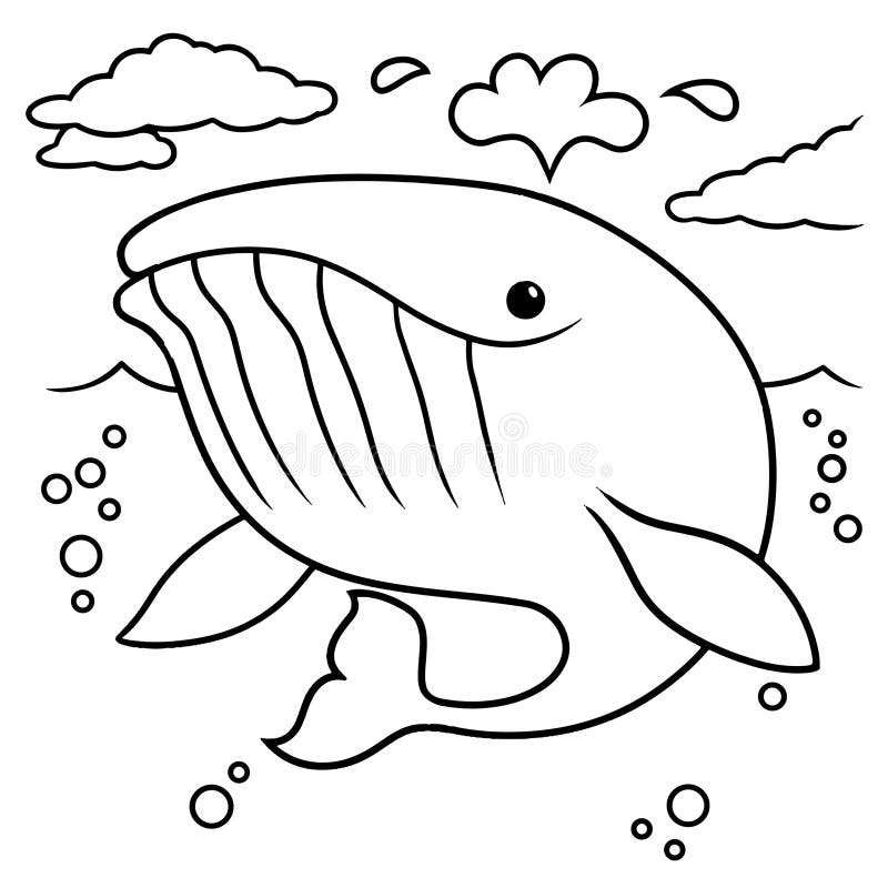 Blue Whale Cartoon Coloring Pages Vector Stock Vector Illustration Of Line Tropical 278833620