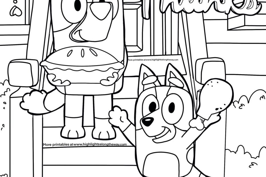 Bluey Thanksgiving Coloring Page And Fall Coloring Page