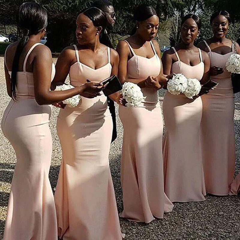 Blush Pink Bridesmaid Dresses Elegant Spaghetti Strap Sweetheart Gowns For Wedding Guests Custom Fit Available