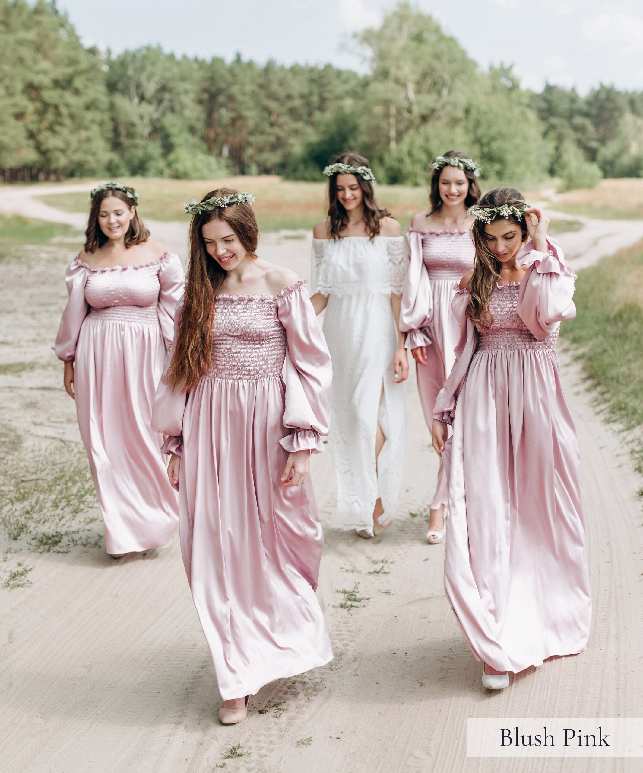 Bridesmaid Dress Silk Bridesmaid Dresses Cottagecore Dress Blush Pink Vintage Dress Summer Boho Shirred Dress Maxi Beach Bridgerton Dress Etsy