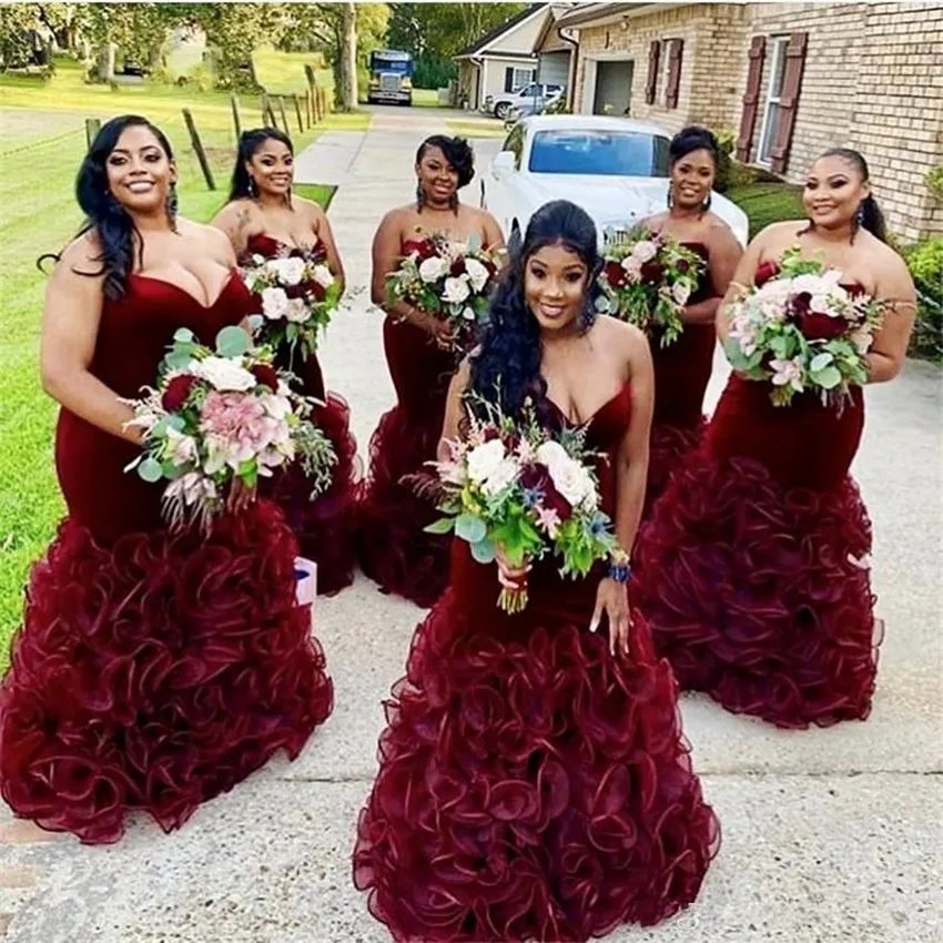 maroon color bridesmaid dresses
