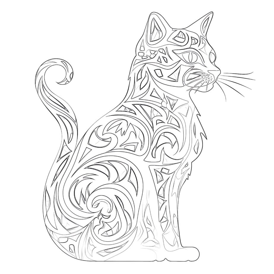 cat adult coloring pages