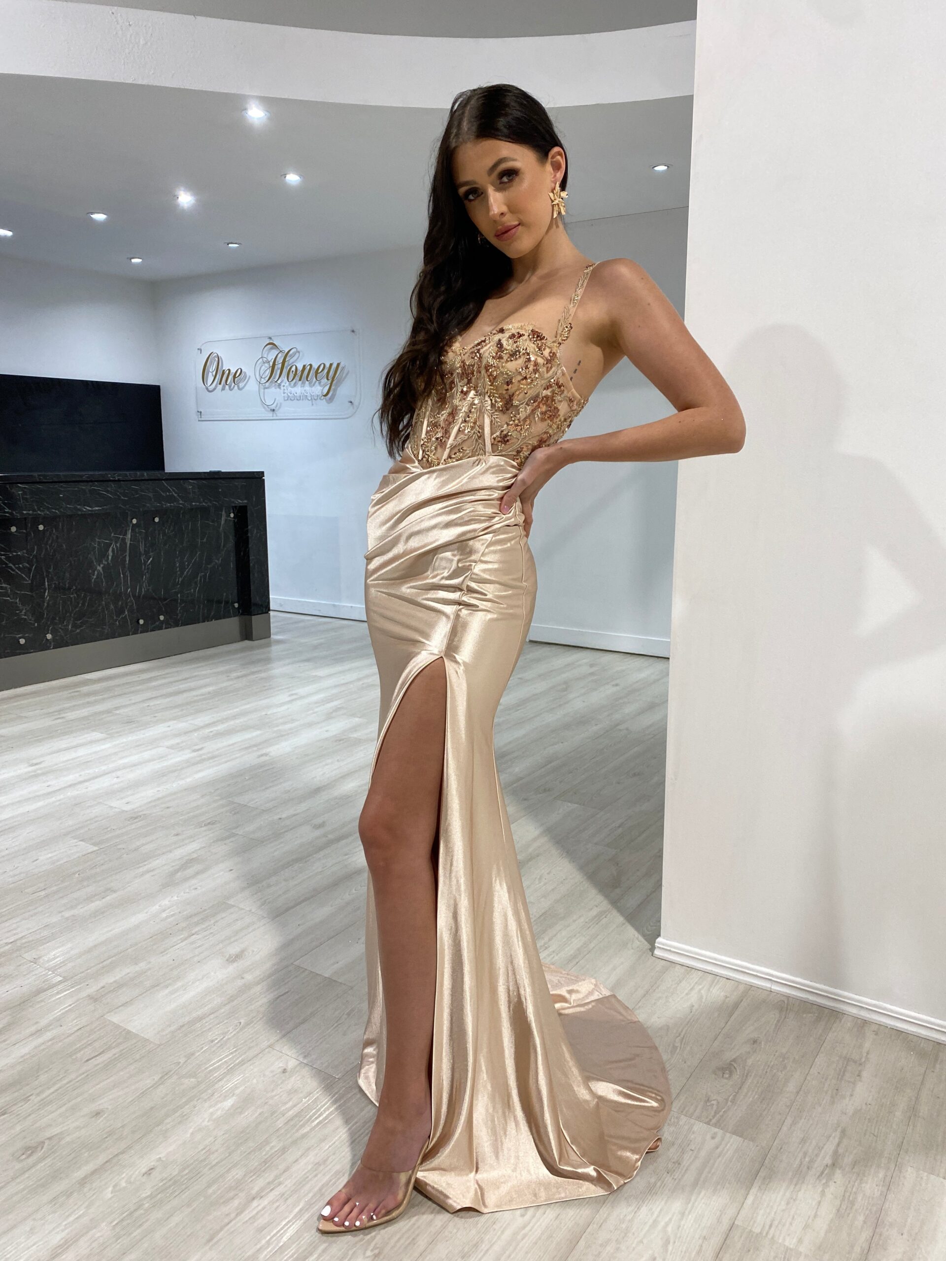 champagne colored formal dresses