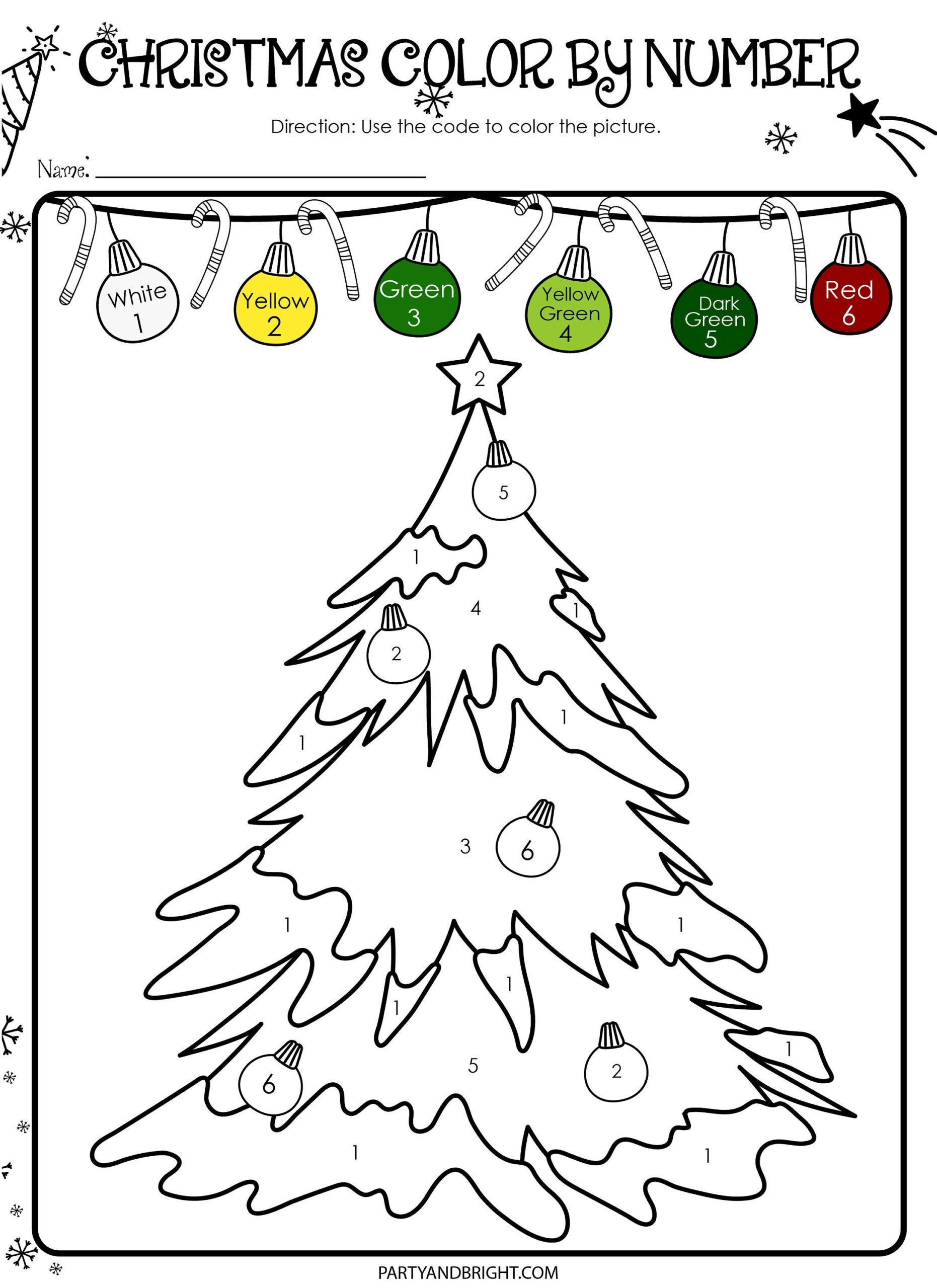 Christmas Color By Number Printable PDF Holiday Coloring Sheets 