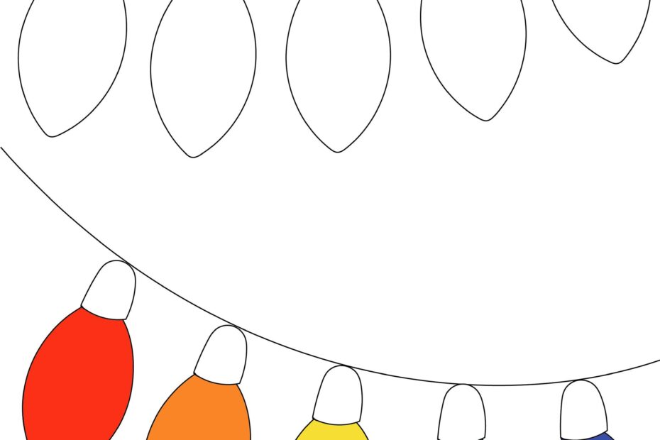 Christmas Lights Coloring Page Printable PDF Digital Download