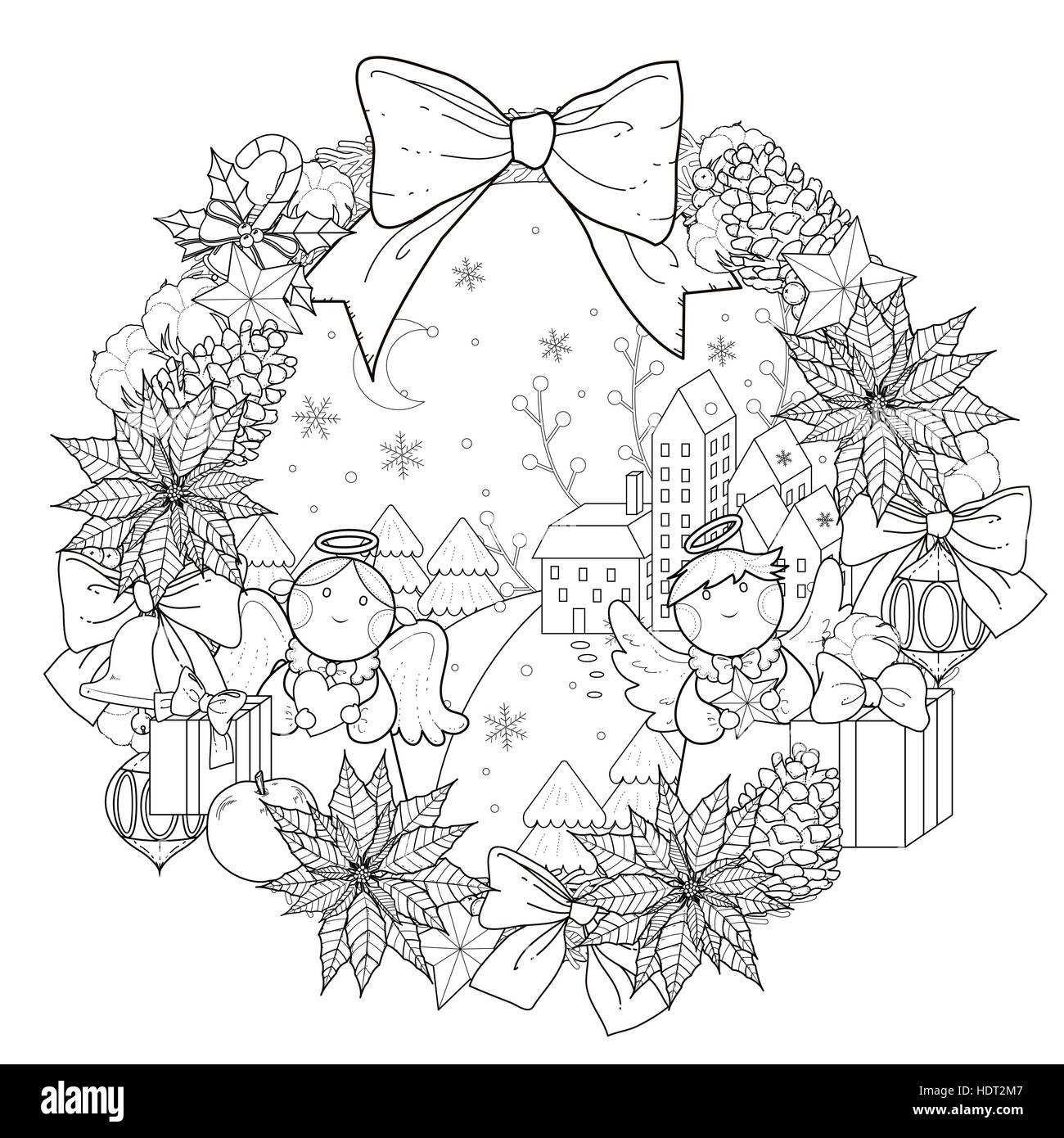 christmas wreath pictures to color