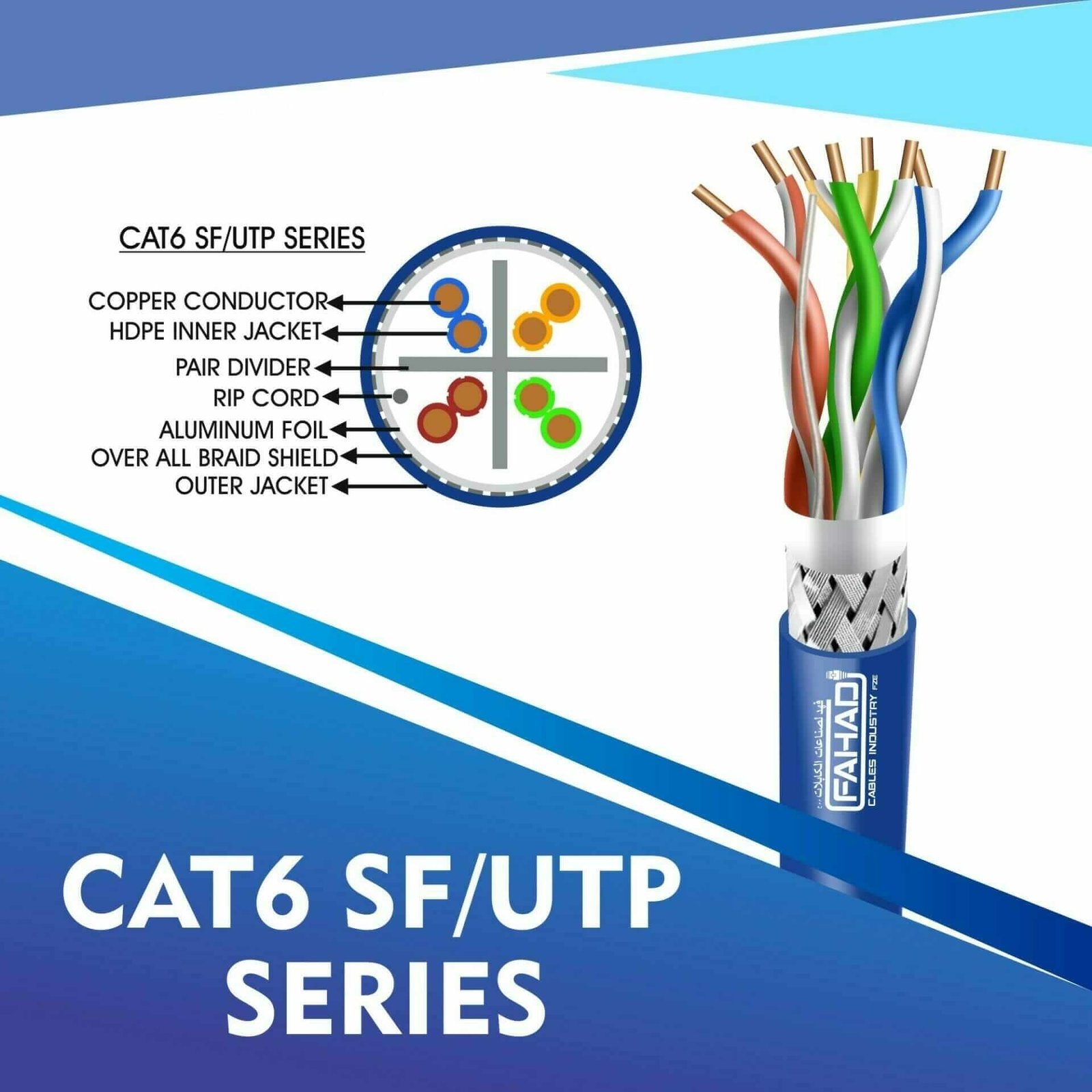 Color Code Network Cable Cat6 Solid Sf utp 305m Fahad Cables