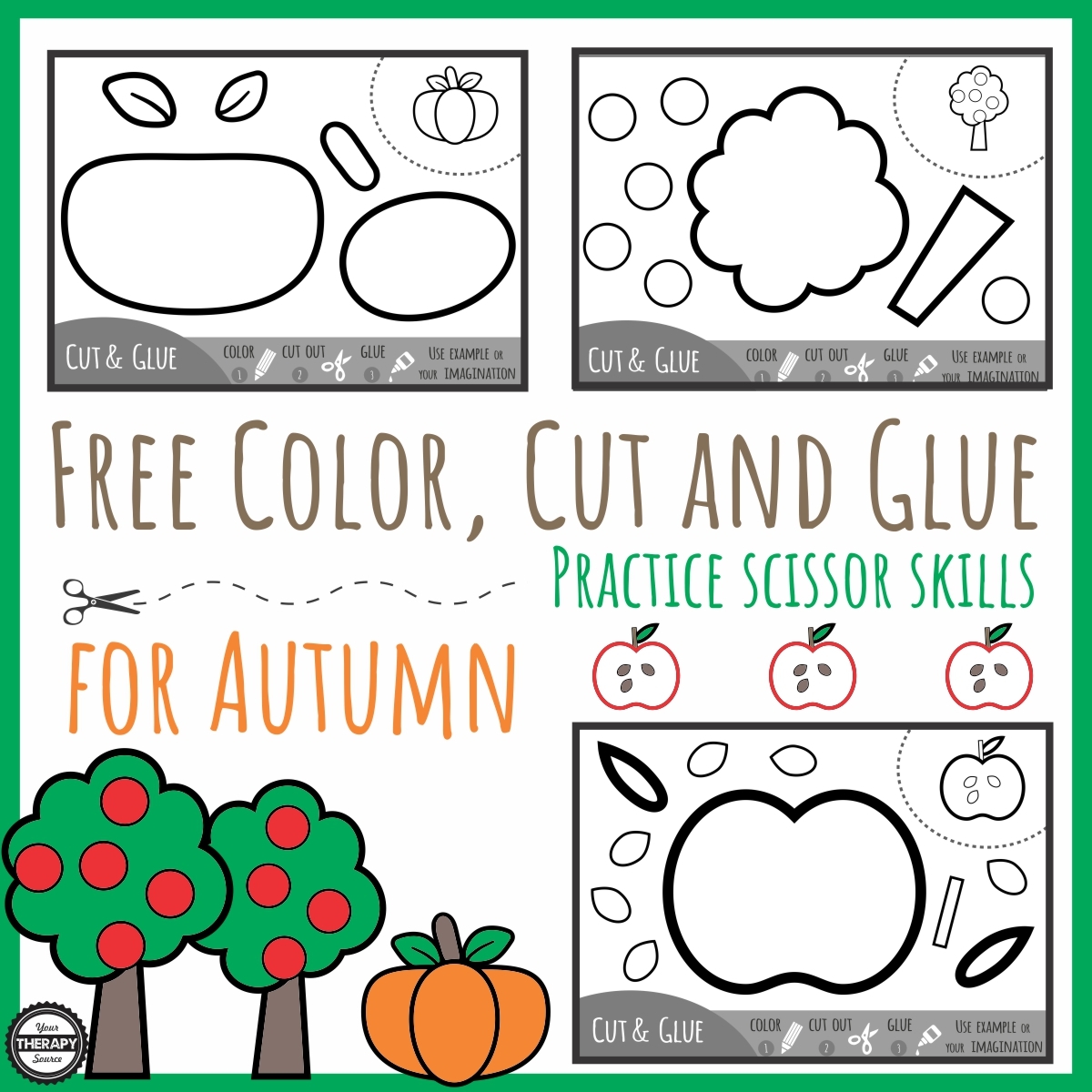 Color Cut Glue Scissor Practice For Fall Your Therapy Source