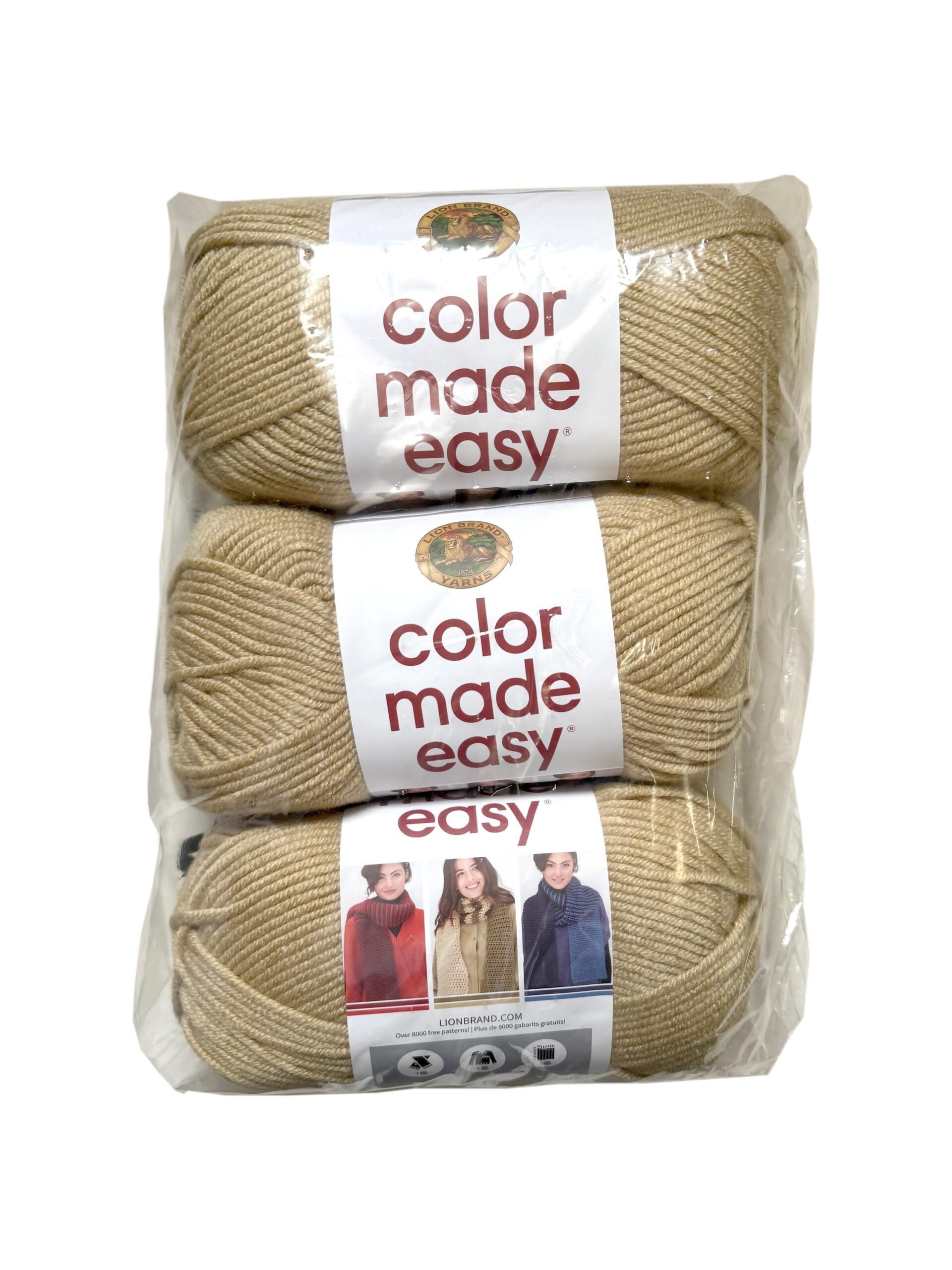 Color Made Easy Lion Brand Yarn In Wheat Pack Of 3 Yarn Acrylic Yarn Bulky Weight Yarn Knitting Crochet