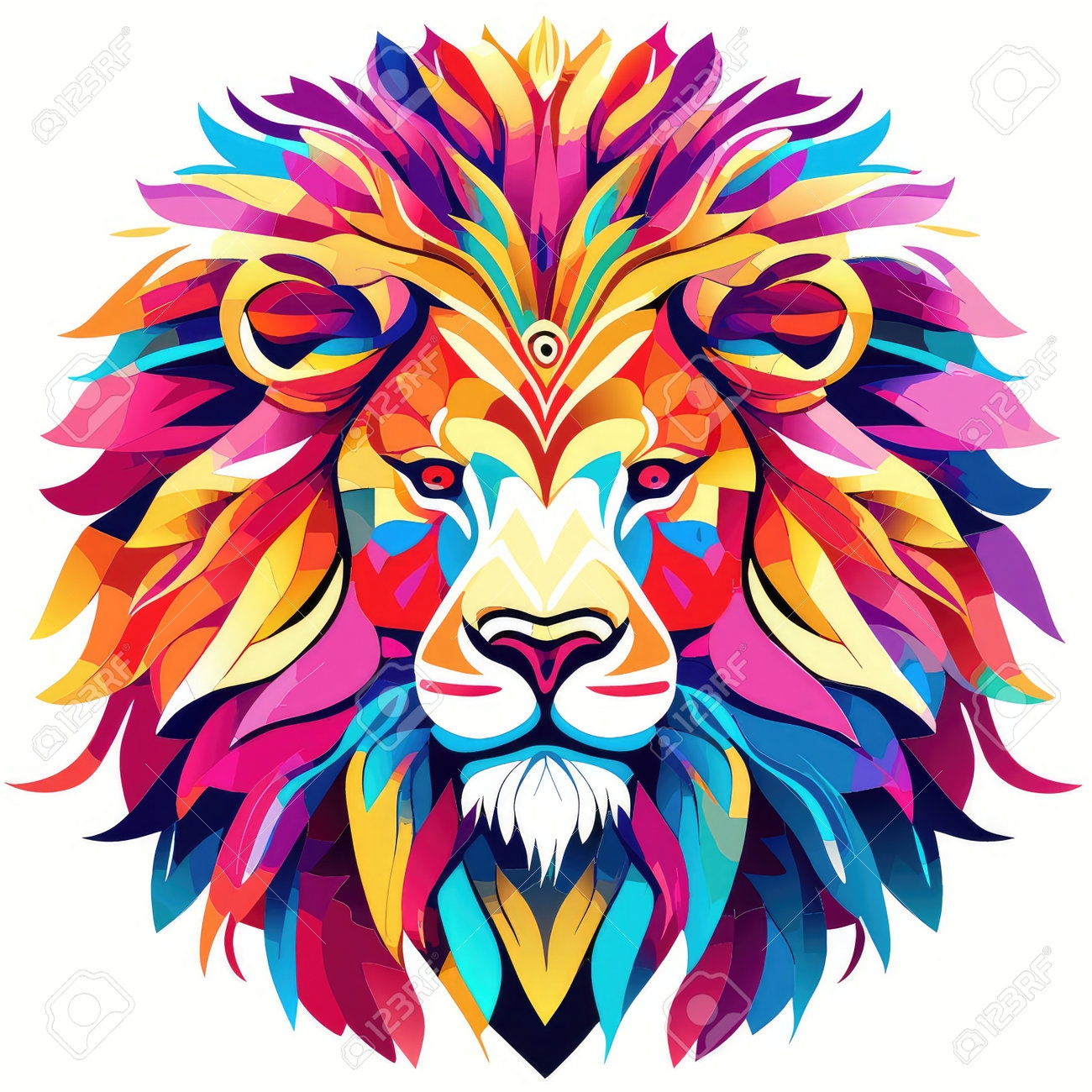 colorful lion head