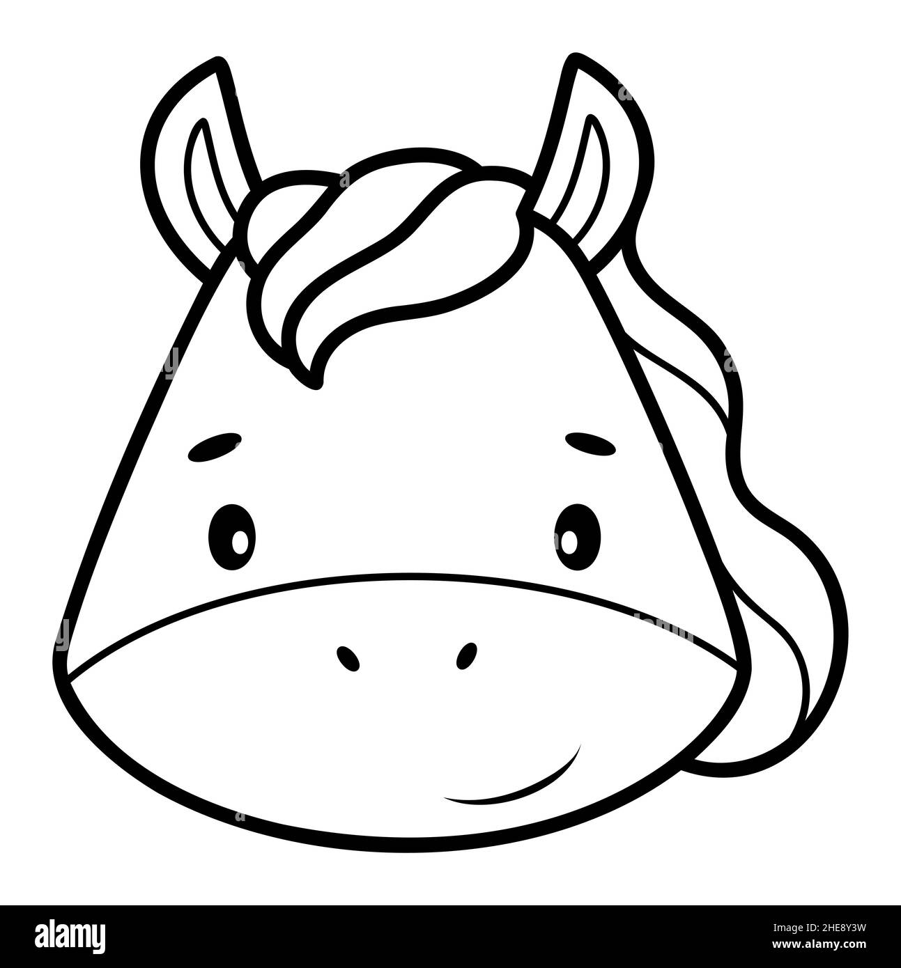 Coloring Book Or Page For Kids Horse Black And White Outline 