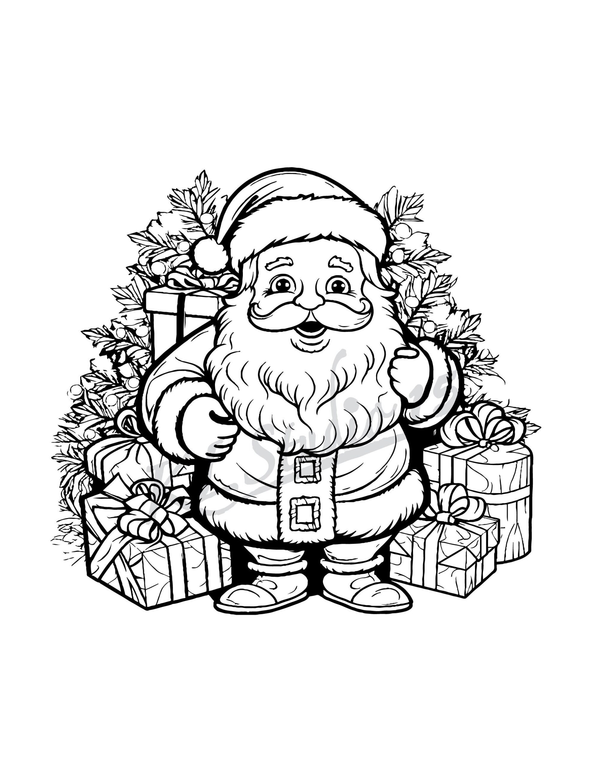 Coloring Page Santa Claus Instant Download Coloring Page For Adults To Print And Color