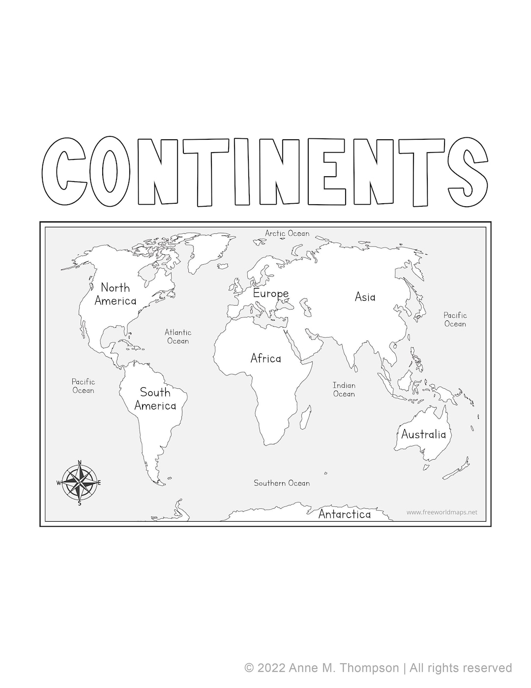 Continents BUNDLE Facts And Coloring Pages Worksheets 3 part Cards Digital Print INSTANT DOWNLOAD Etsy
