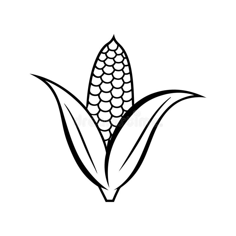 Corn Coloring Page Hand Drawn Illustration Stock Vector 