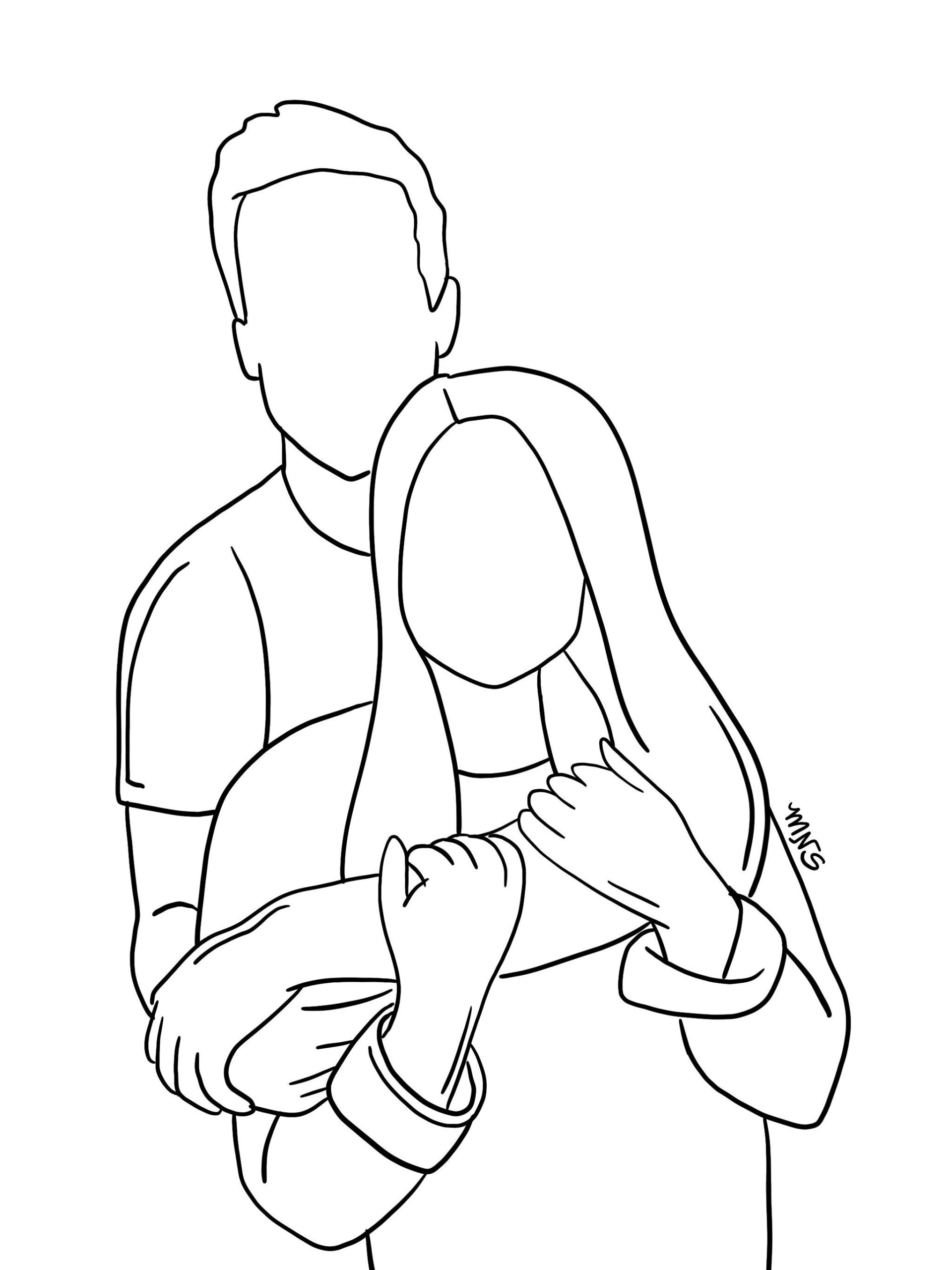 Couple Outline One To Two People Outline Drawing Two Person 