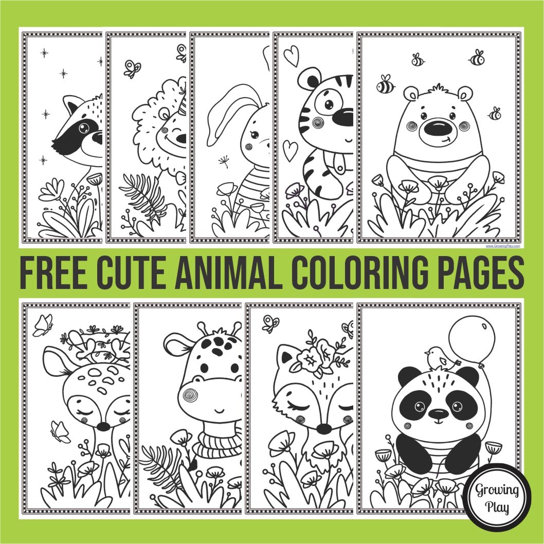 cute animals coloring page