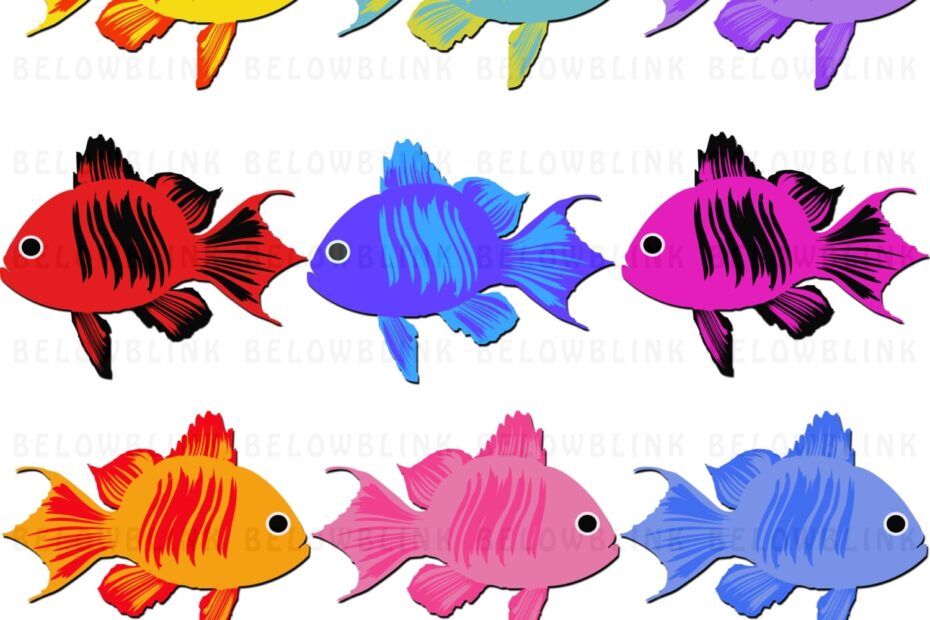 Cute Colorful Fish Clipart Clip Art Digital Scrapbooking Worksheets Library