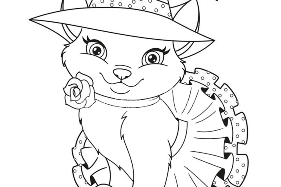 Cute Hallween Cat Coloring Pages For Kids