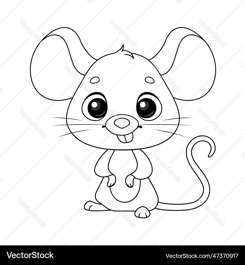 Cute Mouse Animal Coloring Page Cartoon Royalty Free Vector